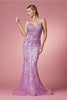 Nox Anabel R282-1 Strappy Glitter Deep V-Neck Mermaid Prom Evening Gown - LILAC / 2 - Dress