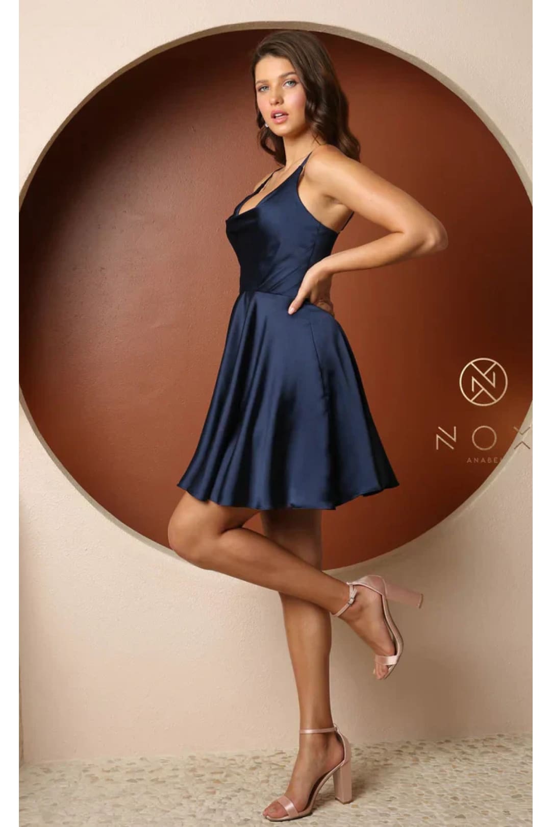 NOX Anabel R759 Formal Dress for Special Occasions - Dusty blue / 2 - Dress