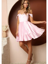 Baby Pink Bridesmaid Dresses-Inexpensive Nox Anabel R773 Off-Shoulder