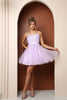 Nox Anabel T718 Floral Strappy Backless Short Briedsmaids Dress - LILAC / 2 - Dress