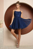 Nox Anabel T718 Floral Strappy Backless Short Briedsmaids Dress - NAVY BLUE / 2 - Dress