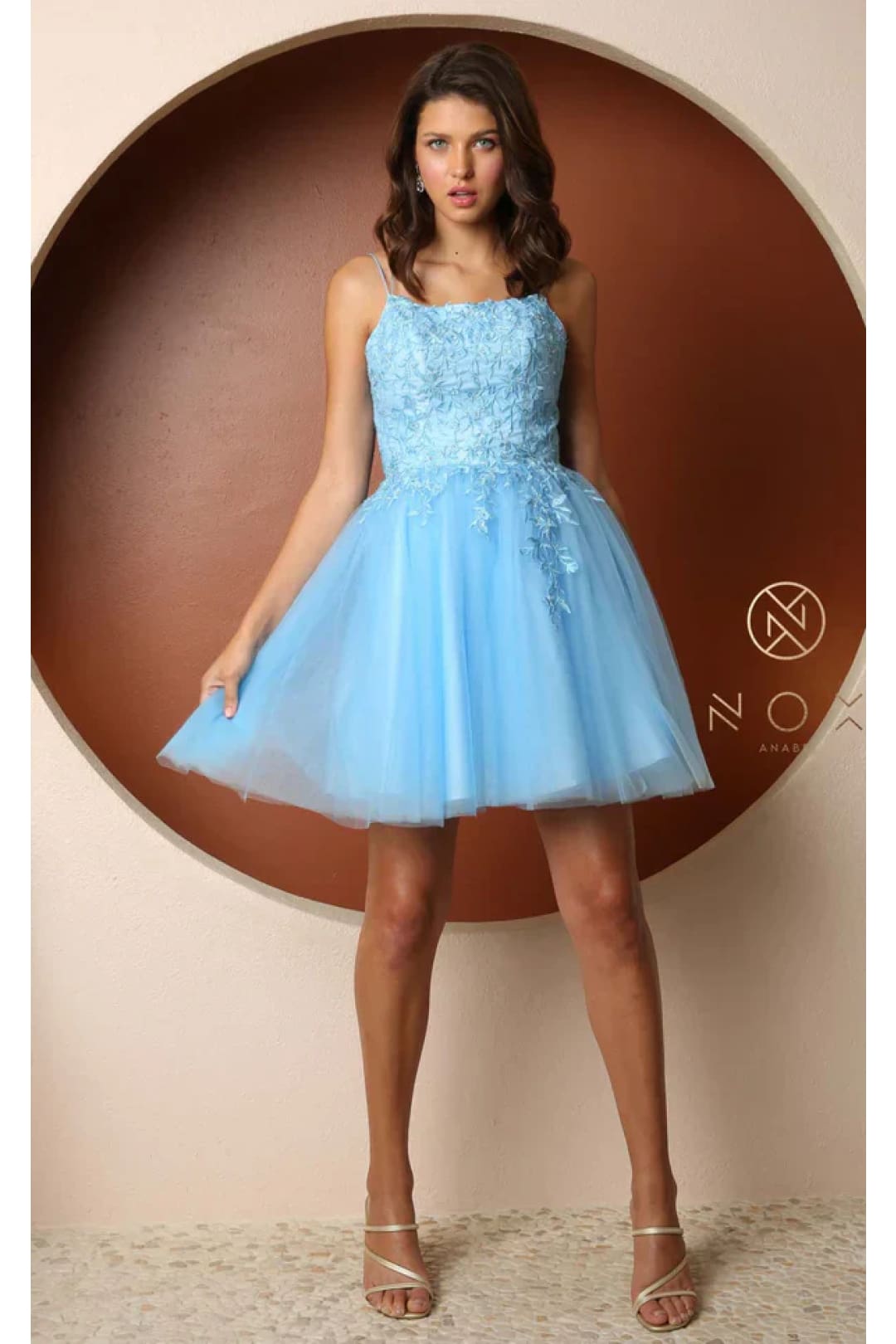 powder blue a line dress Minka Powder Blue Satin Dress main image 1
