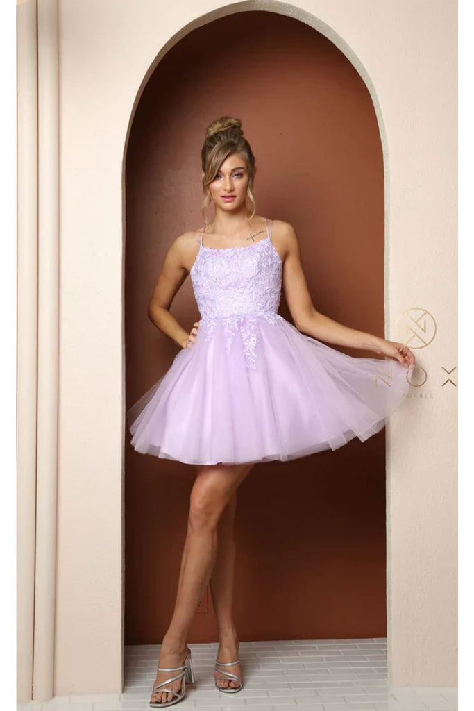 Nox Anabell T718 Short A-Line Gown – Chic and Flirty for Special Occasions - Lilac / 2 - Dress