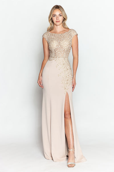 Vestido de desfile con escote barco y mangas cortas de Lenovia 8343 (Nueva colección)