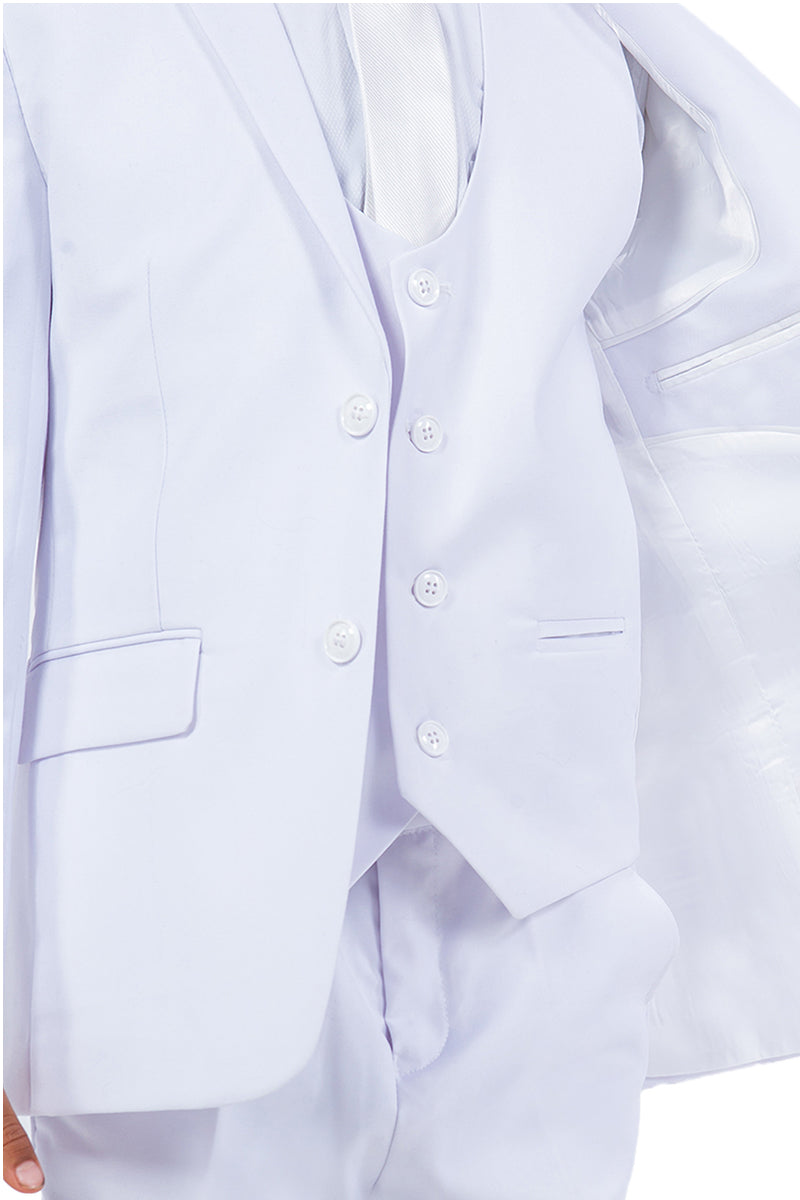 Traje de boda para niño Perry Ellis con chaleco en blanco