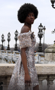 MNM Couture K4071 Off-Shoulder Glitter Gown with Detachable Overskirt