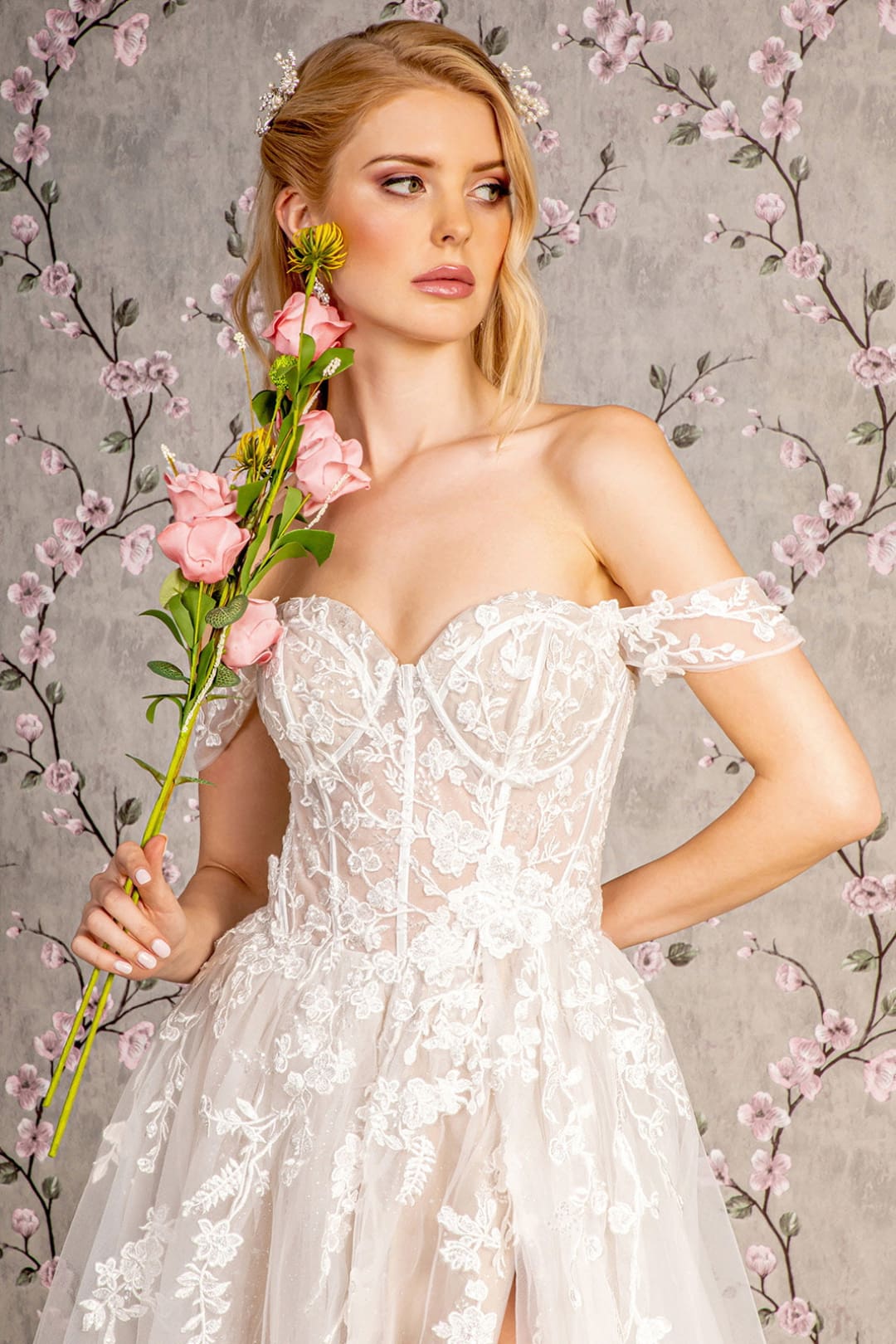 Off Shoulder A-line Slit Bridal Gown by GLS Gloria GL3429 - Long Formal Dresses