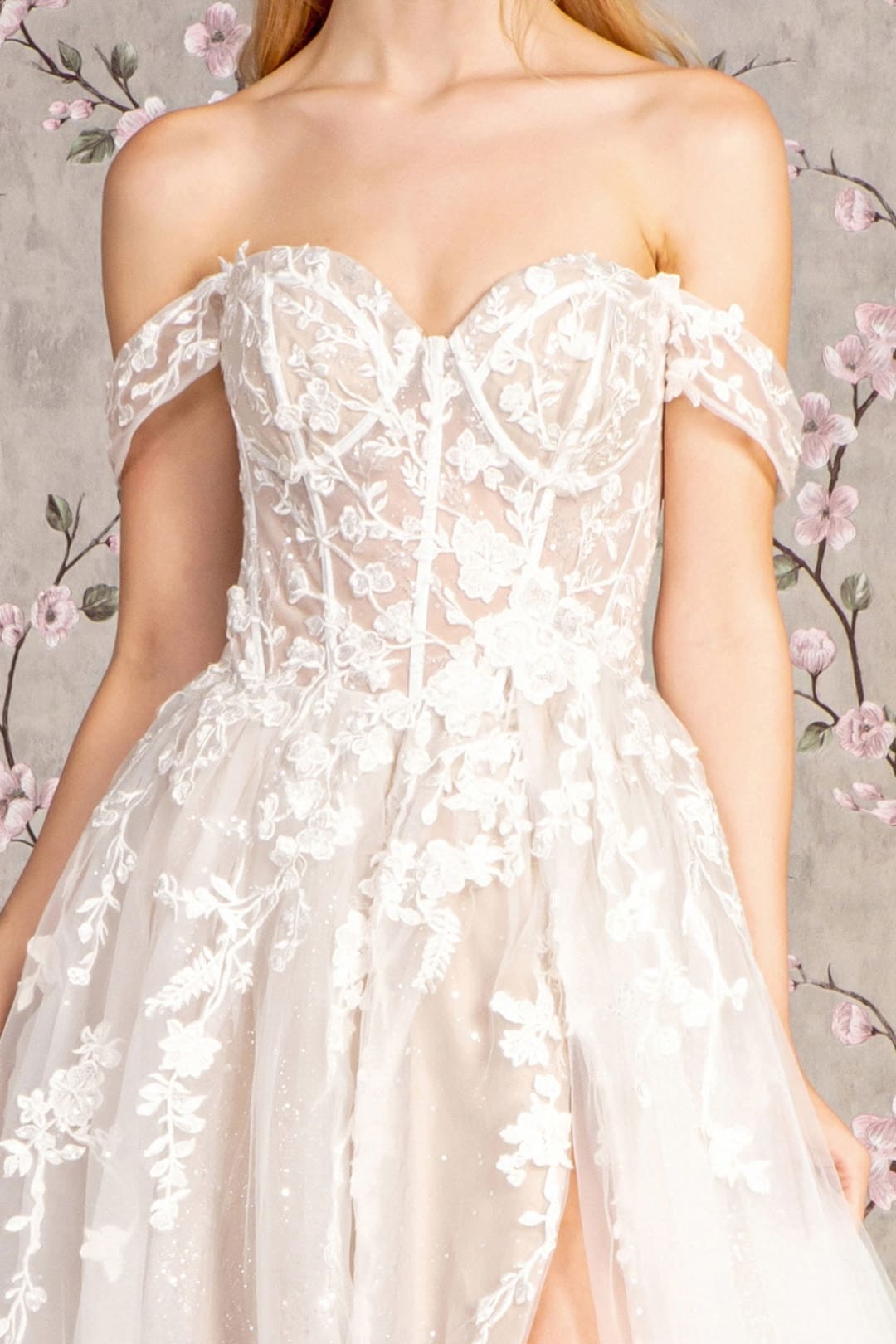 Off Shoulder A-line Slit Bridal Gown by GLS Gloria GL3429 - Long Formal Dresses
