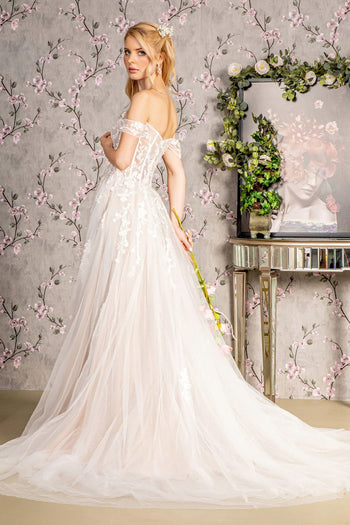 Off Shoulder A-line Slit Bridal Gown by GLS Gloria GL3429 - Long Formal Dresses