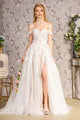 Off Shoulder A-line Slit Bridal Gown by GLS Gloria GL3429 - XS / Ivory/Champagne - Long Formal Dresses