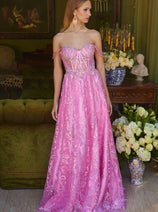 Off Shoulder A-line Slit Gown by Elizabeth K GL3628