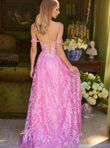 Off Shoulder A-line Slit Gown by Elizabeth K GL3628