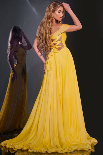 Off Shoulder A-line Slit Gown by Jovani 43842 - Long Formal Dresses