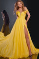 Off Shoulder A-line Slit Gown by Jovani 43842 - 00 / Yellow - Long Formal Dresses