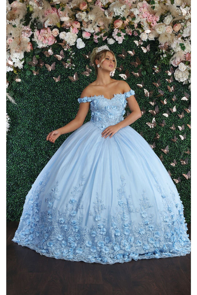 Off Shoulder Ball Gown - BABY BLUE / 4