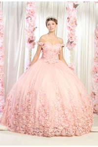 Off Shoulder Ball Gown - BLUSH / 4