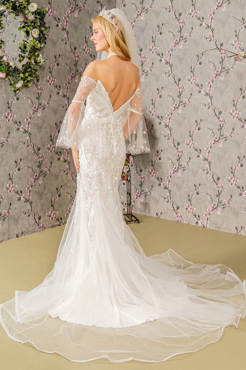 Off Shoulder Bell Sleeve Bridal Gown by GLS Gloria GL3426 - Long Formal Dresses