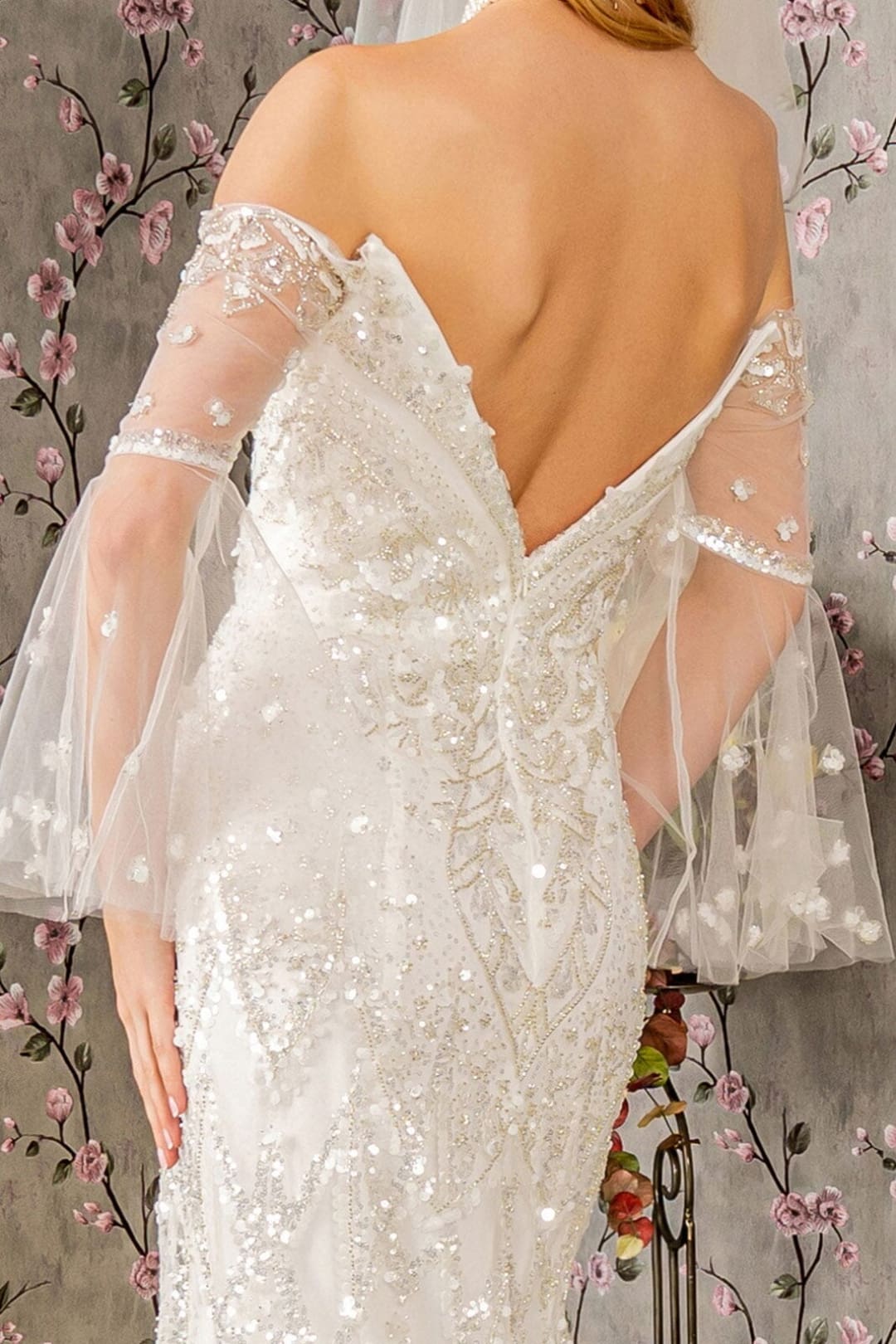 Off Shoulder Bell Sleeve Bridal Gown by GLS Gloria GL3426 - Long Formal Dresses