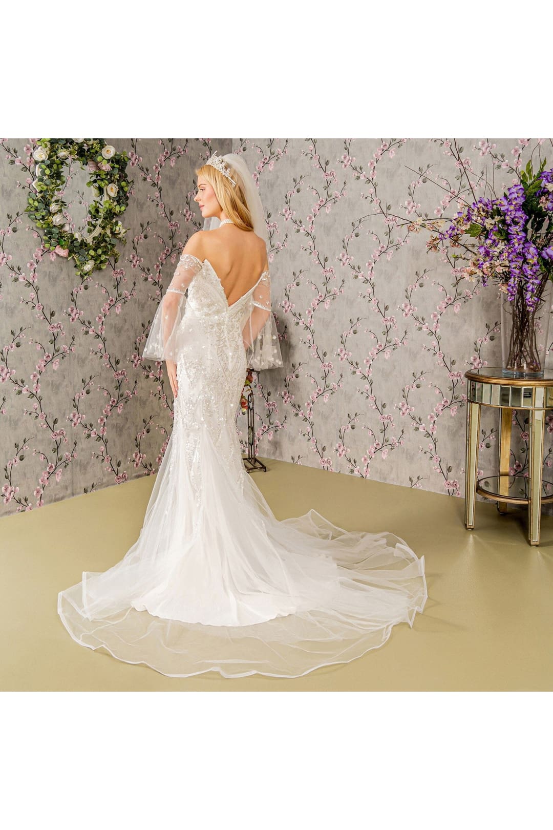 Off Shoulder Bell Sleeve Bridal Gown by GLS Gloria GL3426 - Long Formal Dresses