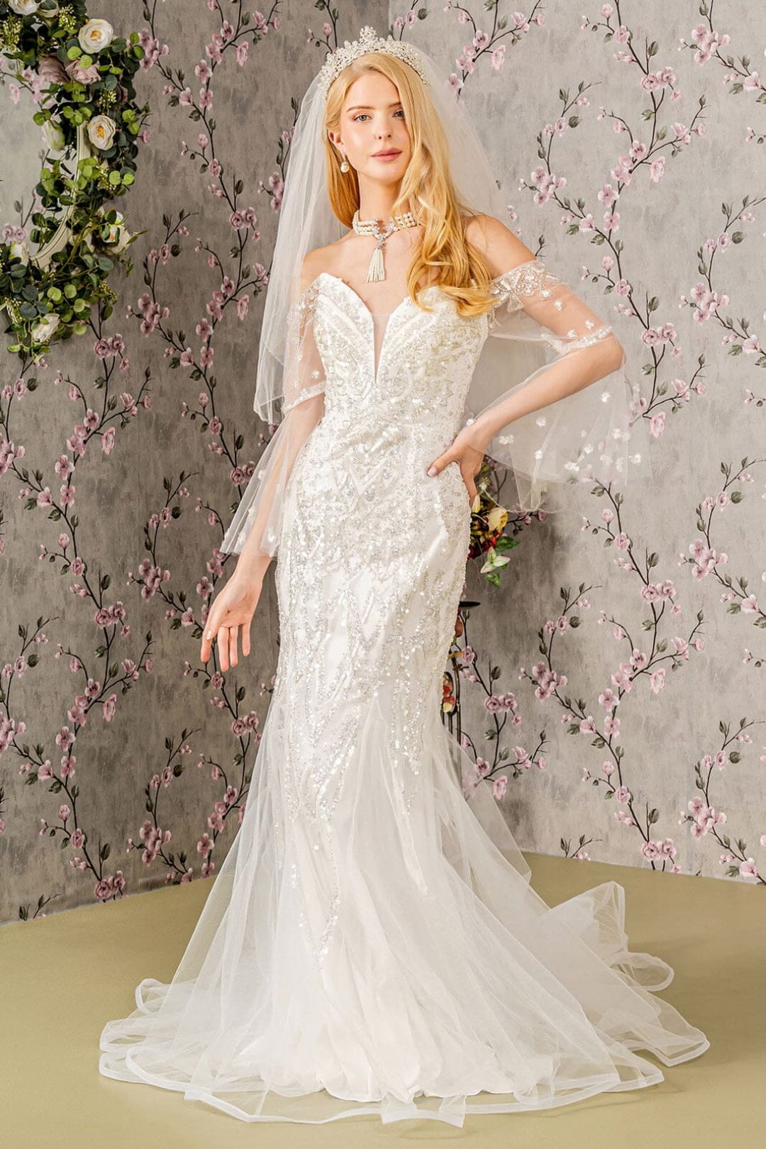 Off Shoulder Bell Sleeve Bridal Gown by GLS Gloria GL3426 Off Shoulder Bell Sleeve Bridal Gown by GLS Gloria GL3426