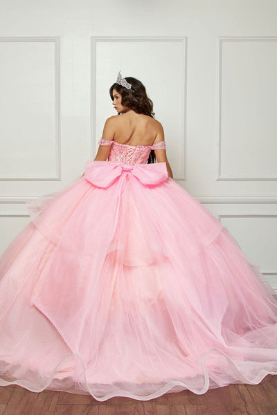 Off Shoulder Bow Ball Gown by Bella Princess PQ1063