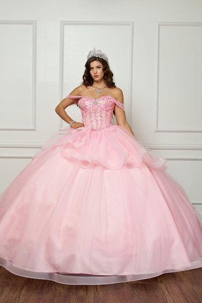 Off Shoulder Bow Ball Gown by Bella Princess PQ1063