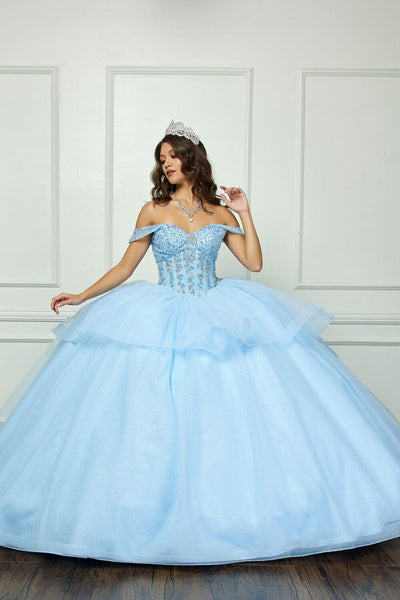 Off Shoulder Bow Ball Gown by Bella Princess PQ1063
