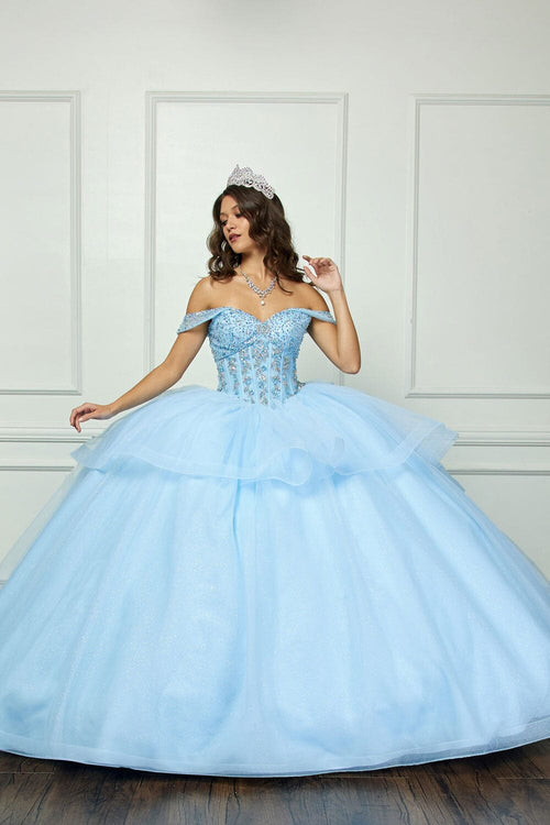 Off Shoulder Bow Ball Gown by Bella Princess PQ1063