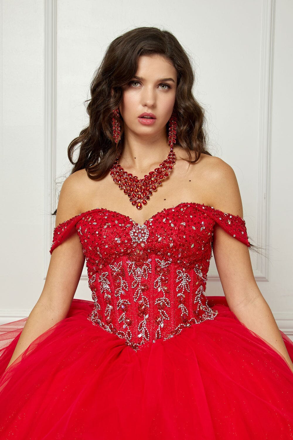 Off Shoulder Bow Ball Gown by Bella Princess PQ1063