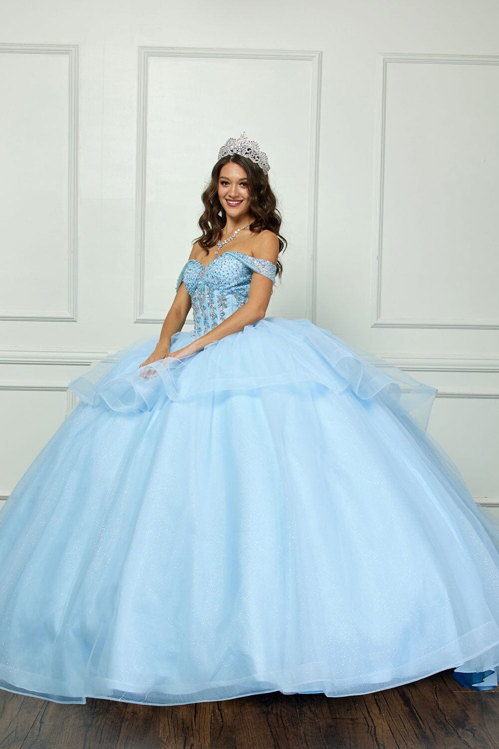 Off Shoulder Bow Ball Gown by Bella Princess PQ1063