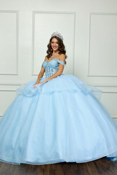 Off Shoulder Bow Ball Gown by Bella Princess PQ1063