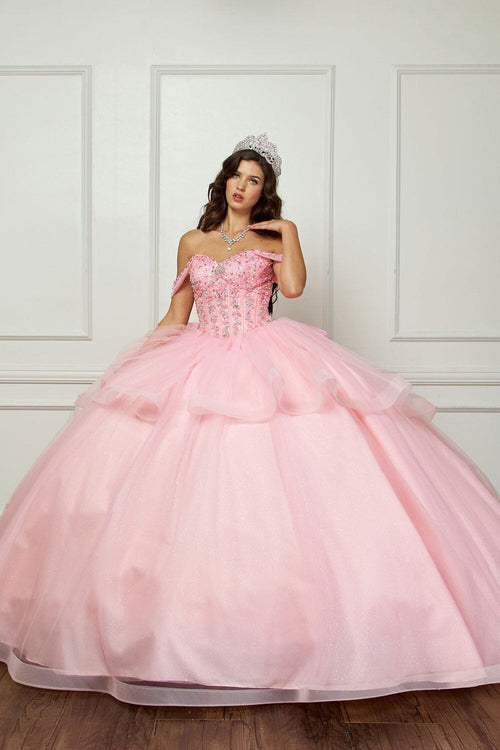 Off Shoulder Bow Ball Gown by Bella Princess PQ1063