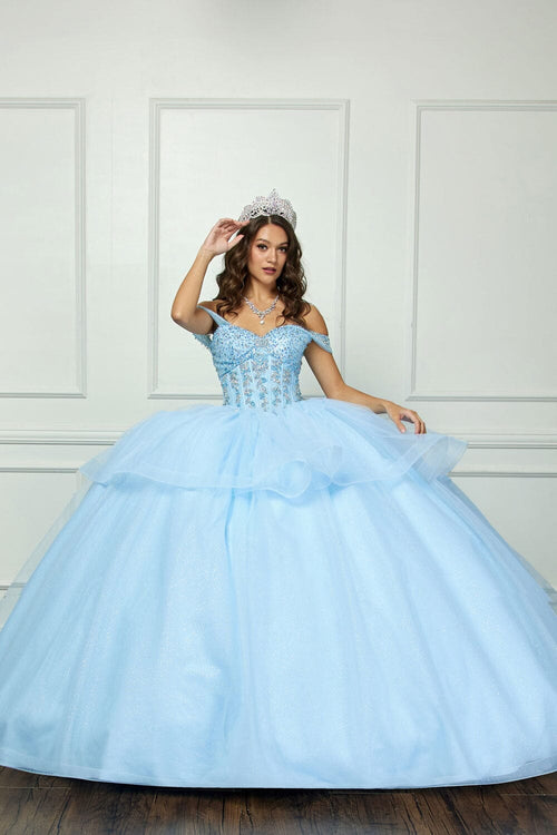 Off Shoulder Bow Ball Gown by Bella Princess PQ1063