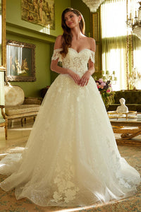 Off Shoulder Bridal Ball Gown by GLS Gloria GL3602 - XS / Off White - Long Formal Dresses