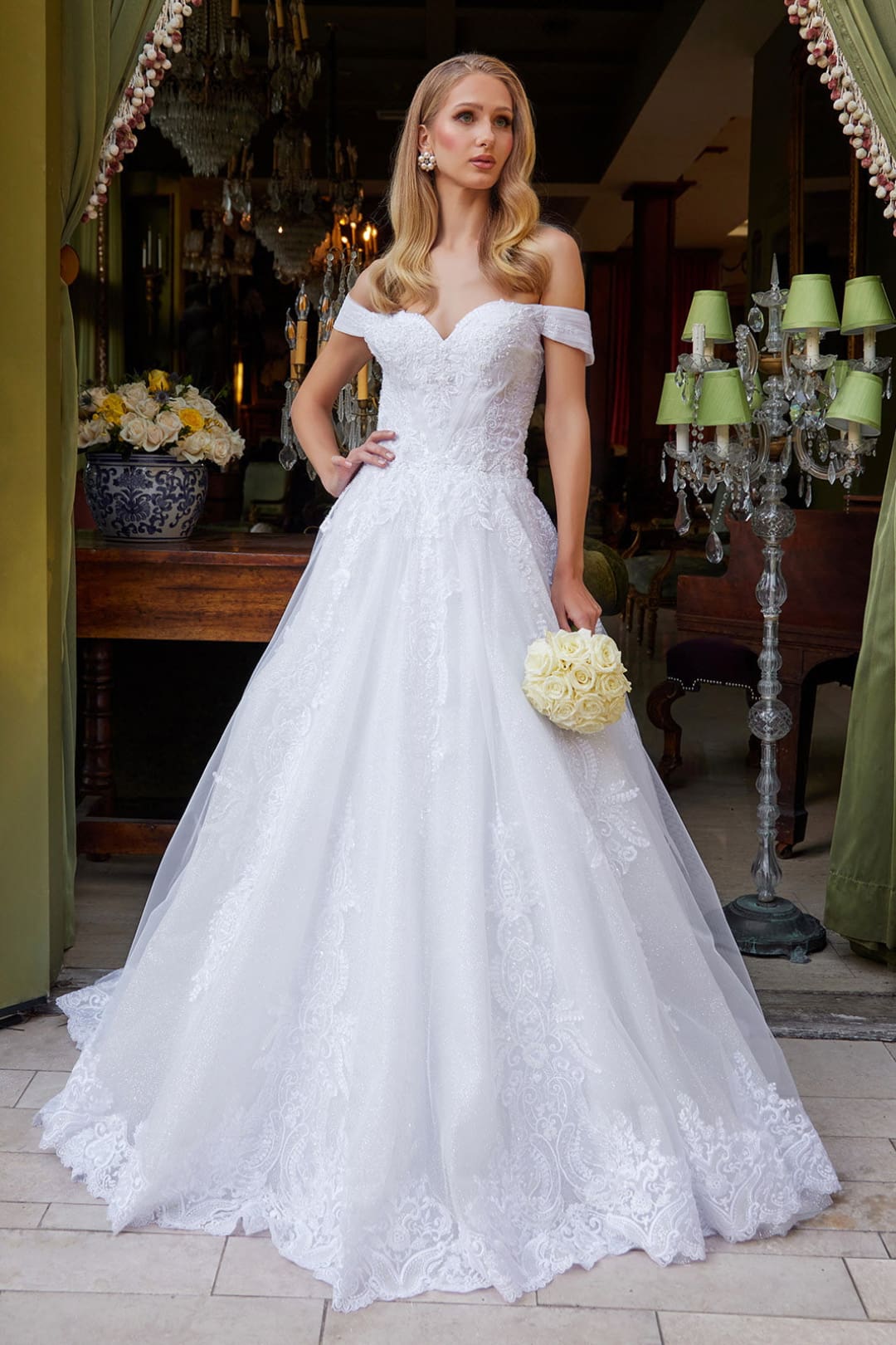 Off Shoulder Bridal Gown by GLS Gloria GL3534 - XS / Snow White - Long Formal Dresses
