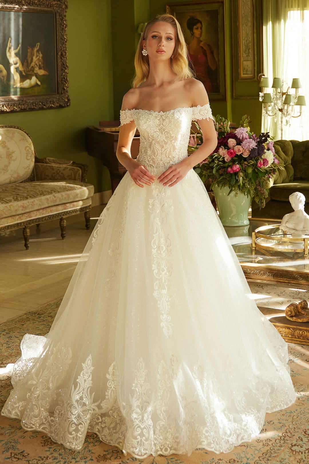 classic off the shoulder wedding dresses Off Shoulder Bridal Gown by GLS Gloria GL3604 M / Off White