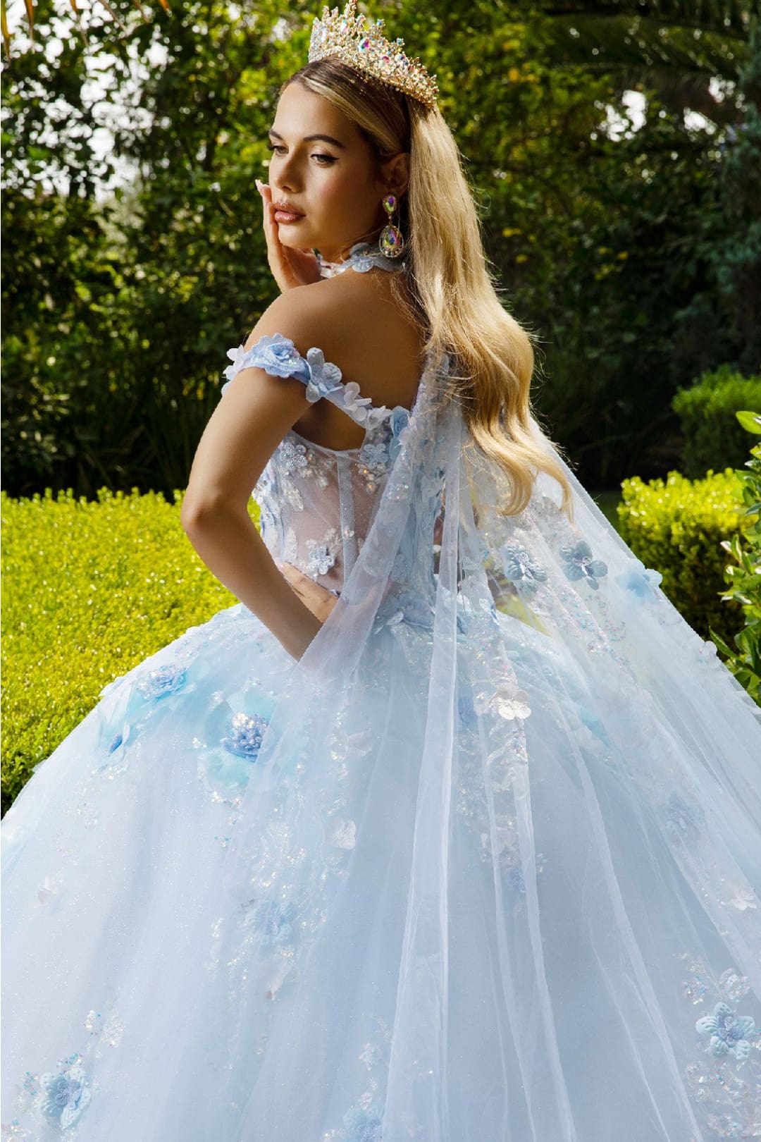 Off Shoulder Cape Ball Gown by GLS Gloria GL3611 - Quinceanera Dresses