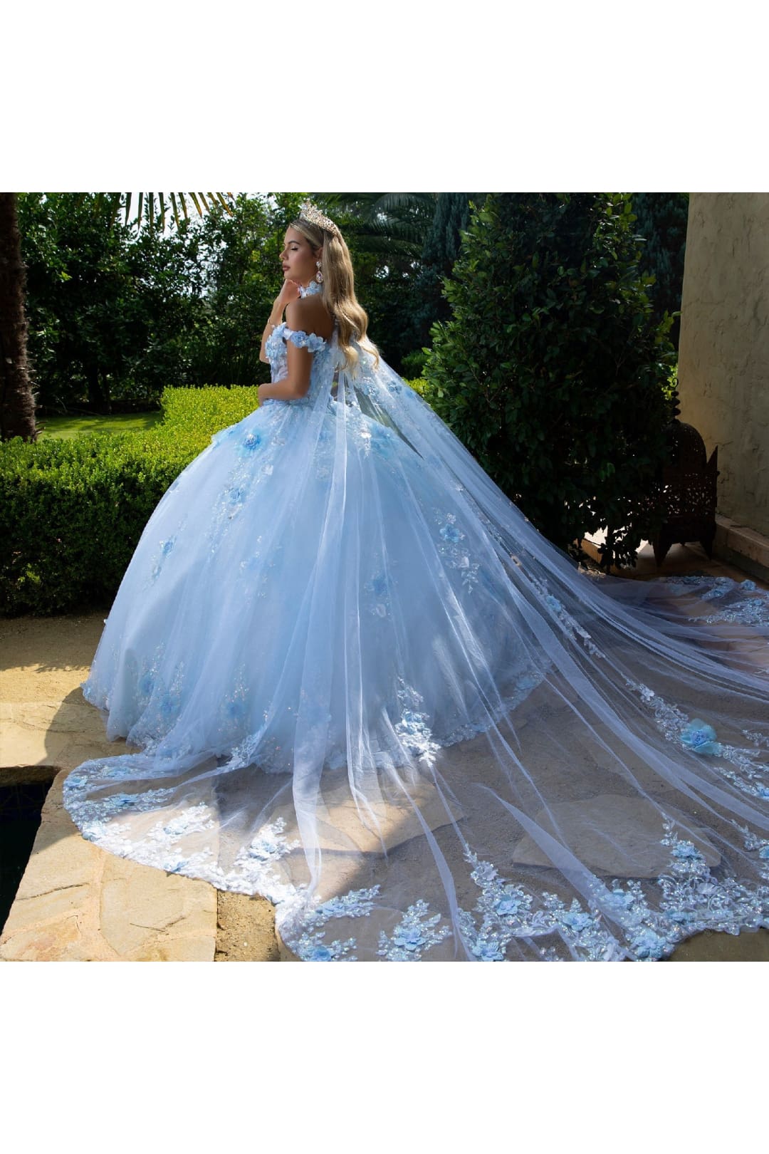 Off Shoulder Cape Ball Gown by GLS Gloria GL3611 - Quinceanera Dresses