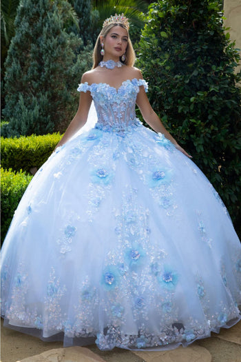 Off Shoulder Cape Ball Gown by GLS Gloria GL3611 - XS / Light Blue - Quinceanera Dresses