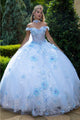 Off Shoulder Cape Ball Gown by GLS Gloria GL3611 - XS / Light Blue - Quinceanera Dresses