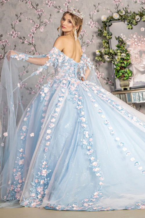 Off Shoulder Cape Sleeve Ball Gown by GLS Gloria GL3468 - Quinceanera Dresses