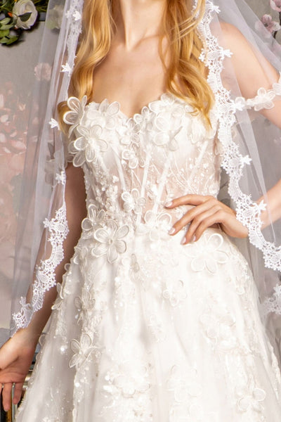Off Shoulder Cape Sleeve Bridal Gown by GLS Gloria GL3448 - 2XL / Ivory - Long Formal Dresses