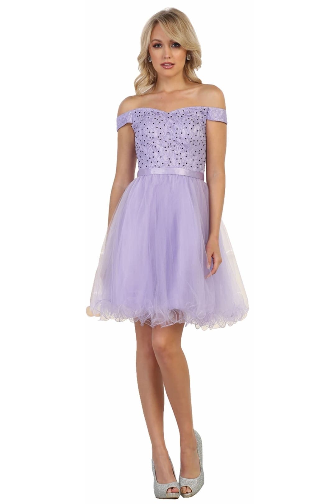 Off-Shoulder Cocktail Dress - Lilac / 2