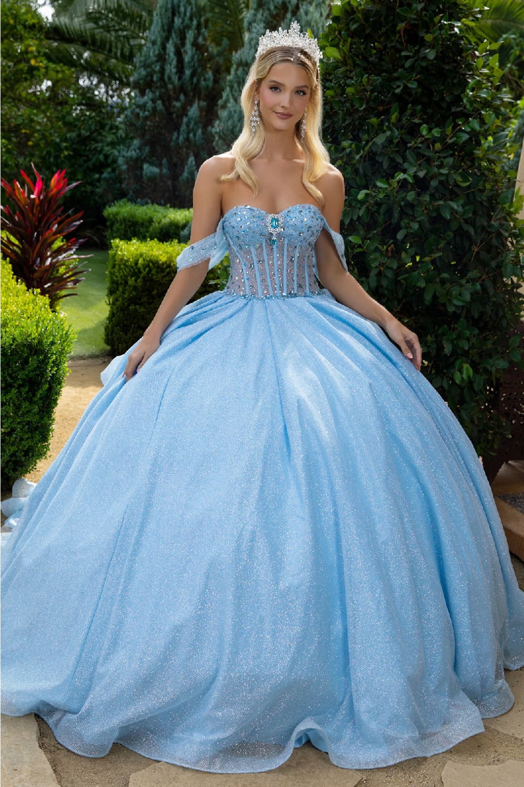 corset blue wedding dresses Light Blue Layered Tulle Party Dress