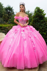 Off Shoulder Corset Ball Gown by GLS Gloria GL3547 - XS / Pink - Quinceanera Dresses