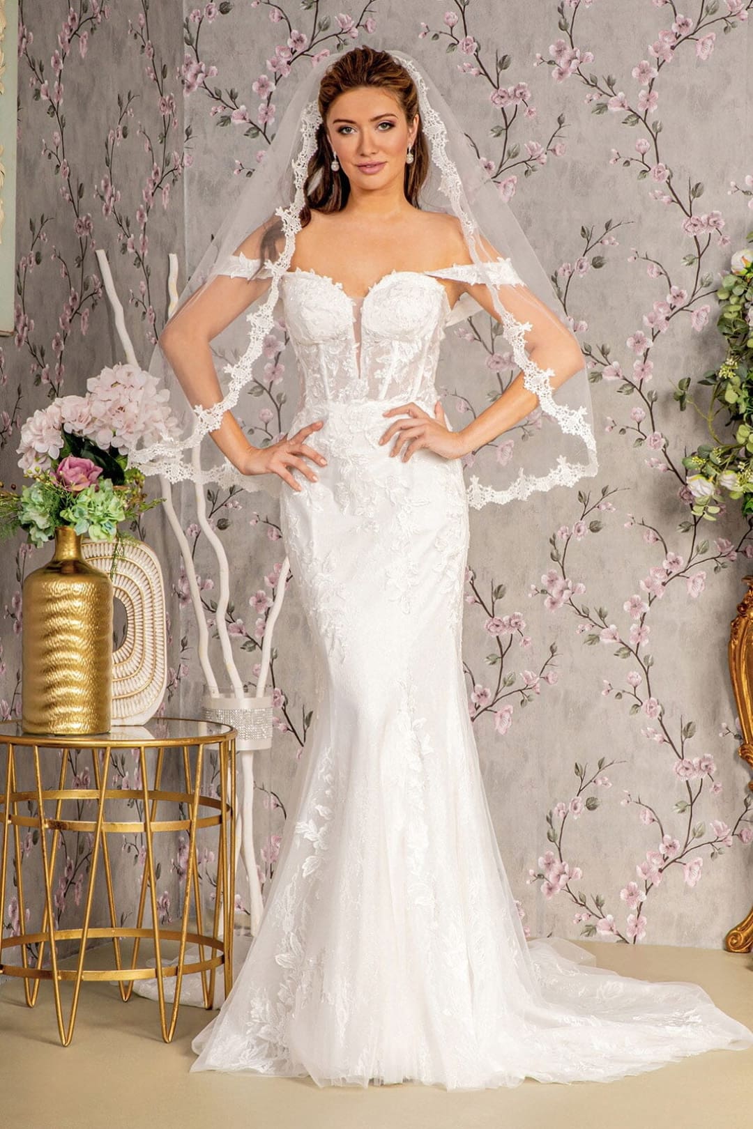 Off Shoulder Corset Bridal Mermaid Gown by GLS Gloria GL3488 - XS / White - Long Formal Dresses