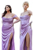 Off Shoulder Corset Evening Gown 2025 Elegant Satin Dress - Lavender / 18 - Prom