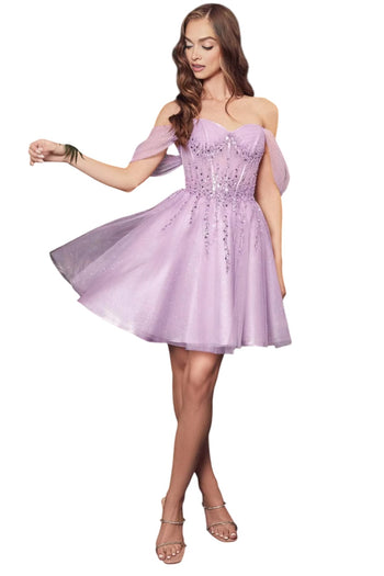 Off-Shoulder Corset Gown 2025 Elegant Evening Dress - Lavender / XXS - Prom