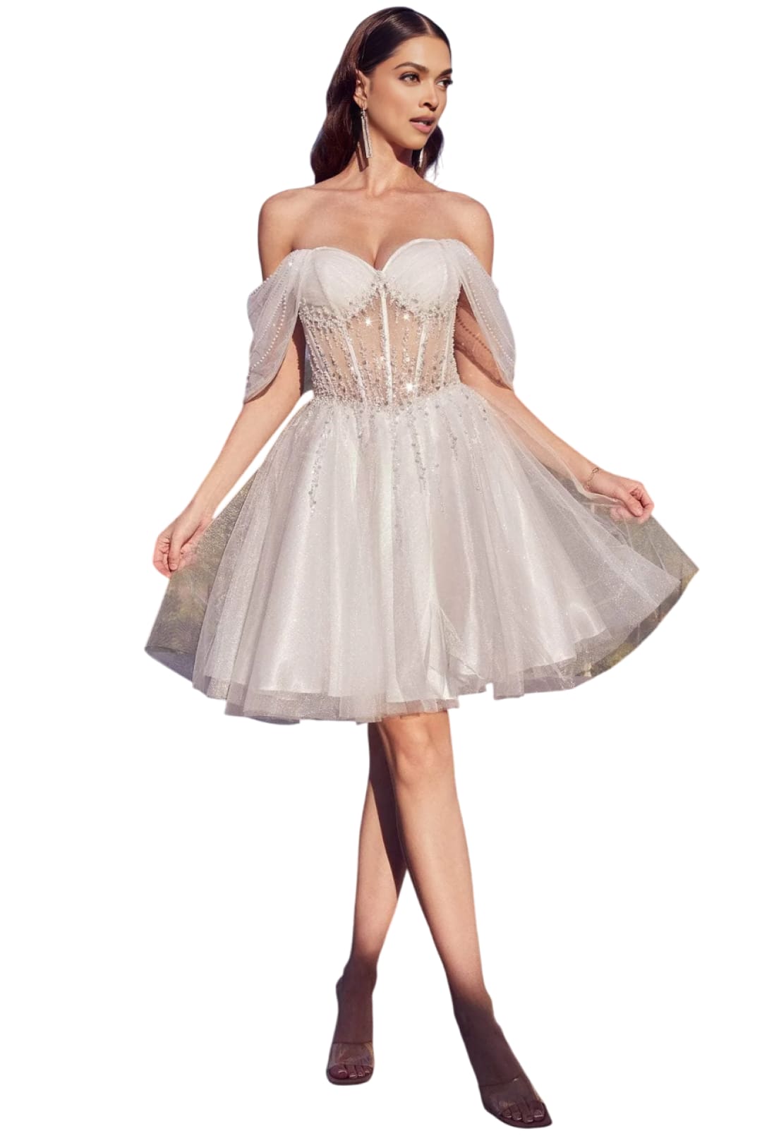 Off-Shoulder Corset Gown 2025 Elegant Evening Dress - Off White / XXS - Prom