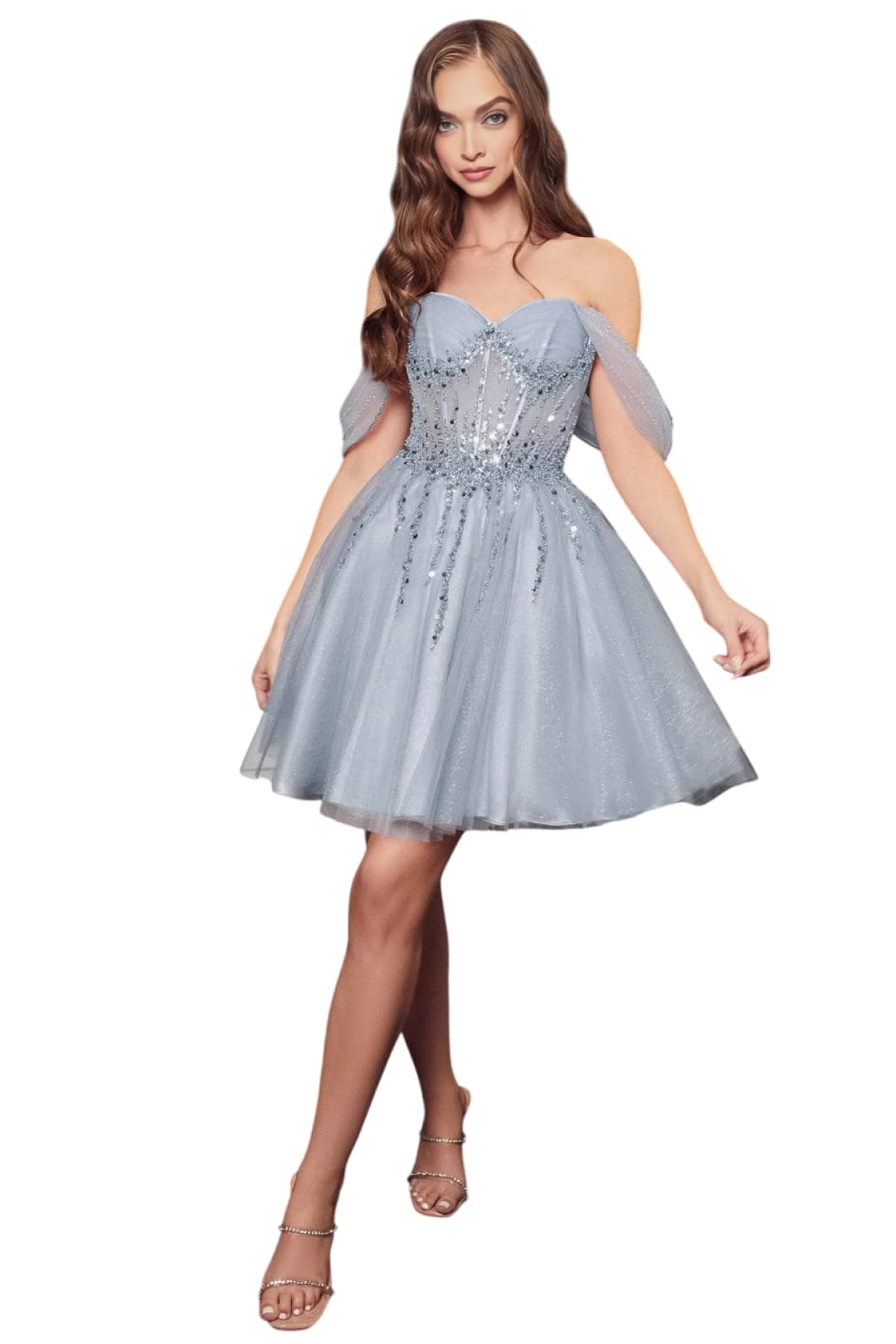 Off-Shoulder Corset Gown 2025 Elegant Evening Dress - Smoky Blue / XXS - Prom